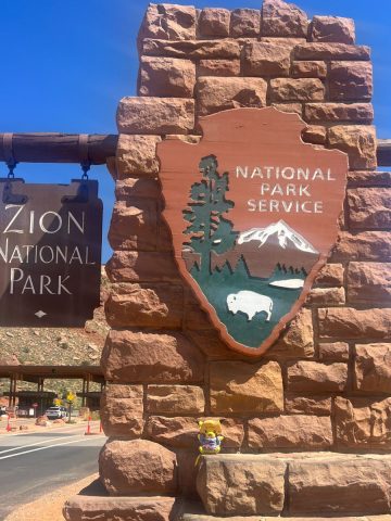 The entrance to zion national park.