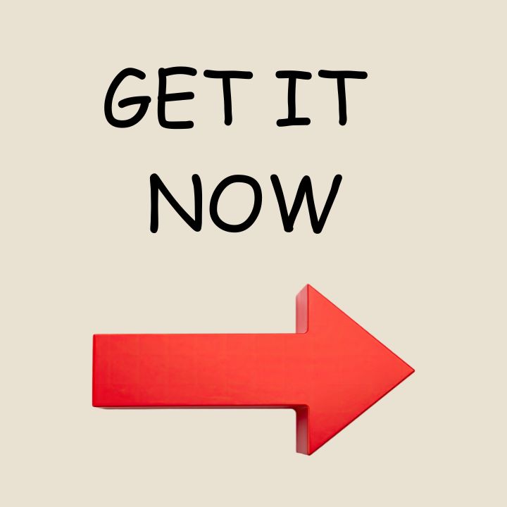 Text “GET IT NOW” above a large red right-pointing arrow on a light beige background, reminiscent of the iconic signage found in national parks block designs.